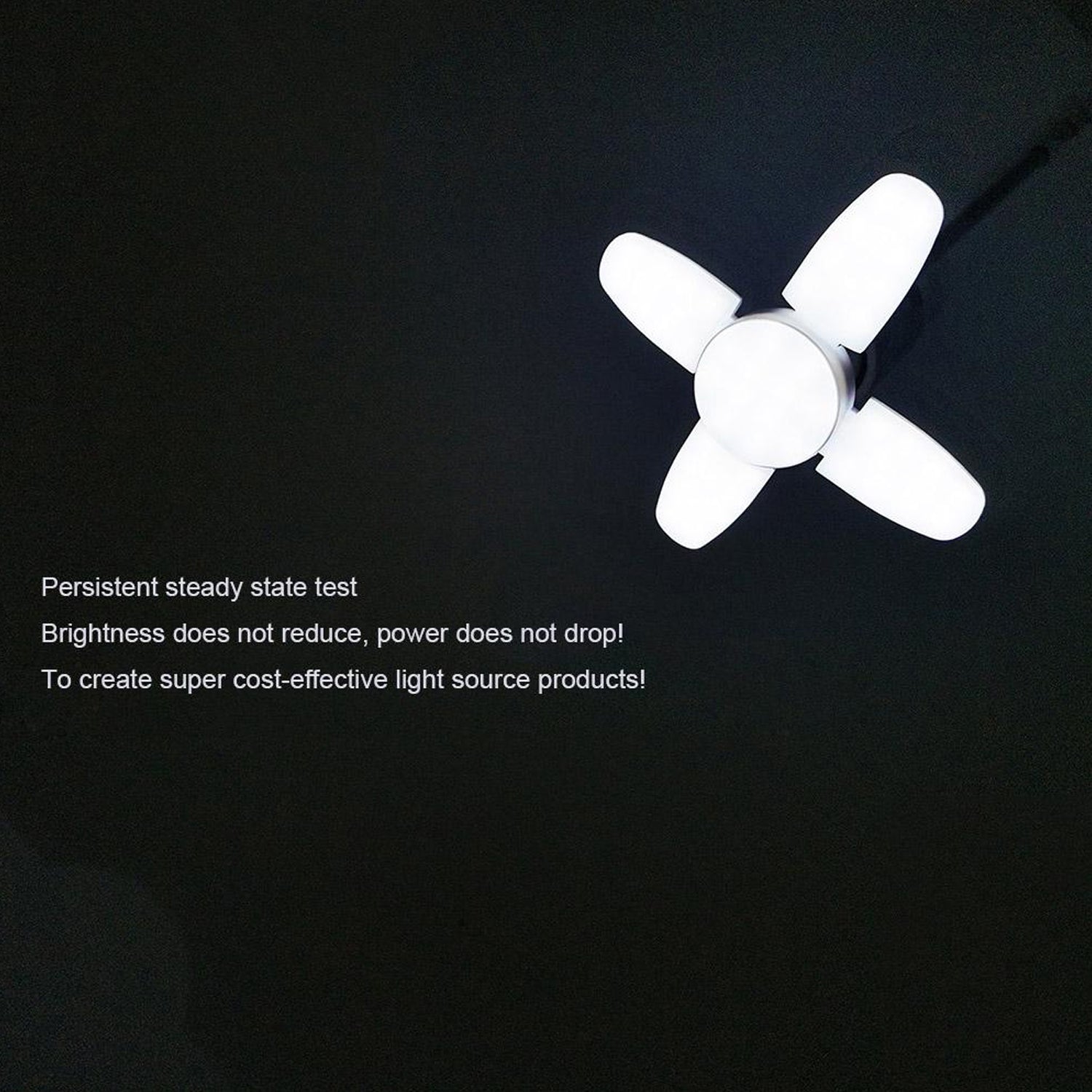 LED fan blade bulb illuminated in active use
