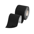 Athlete's calf muscle with Kinesiology Tape applied for support during sports recovery.