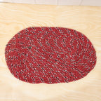 Detail shot of textured red floor mat for indoor use