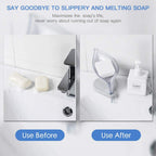 Self draining plastic soap dish holder with stable base