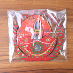 Traditional wooden decorative diya stand with hand-painted designs