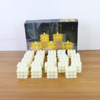 Ambient lighting created by glowing LED flameless cube decorative candles