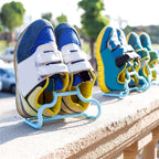 Close-up view of the durable plastic construction of the multi-function rack.