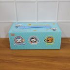 Close up of colorful crayons and sketch pens in kids drawing kit