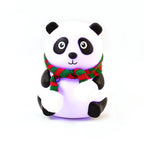The versatile panda lamp cycling through its vibrant 7-color LED options.