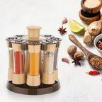 Angled view of the 360-degree revolving spice rack, highlighting its compact design.