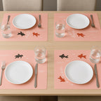Dining placemat with heat resistant fabric and fish pattern