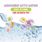 Baby spinner toy with soft tactile buttons for sensory stimulation