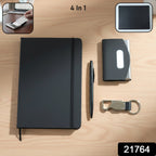 Executive travel essentials gift set with notebook, pen, card holder, and keychain