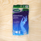 Close-up of blue rubber cleaning gloves for hand protection