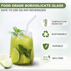 Set of five reusable, dishwasher safe glass straws for drinks