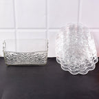 Elegant plastic bowls with textured finish arranged on serving tray