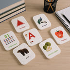 Early learner flashcard set showing colorful educational cards