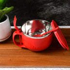 Interior view of the insulated soup bowl, showcasing its stainless steel lining.