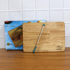 Complete wooden cutting board set with stainless steel knife included
