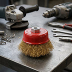 Gold wire brush used for metal cleaning and polishing