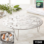 Round steel steamer rack with folding legs for steaming eggs and veggies