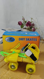 Brightly colored adjustable dry skates with lace and buckle for child beginners
