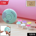 Components of baby electric manicure and nail care set with various attachments
