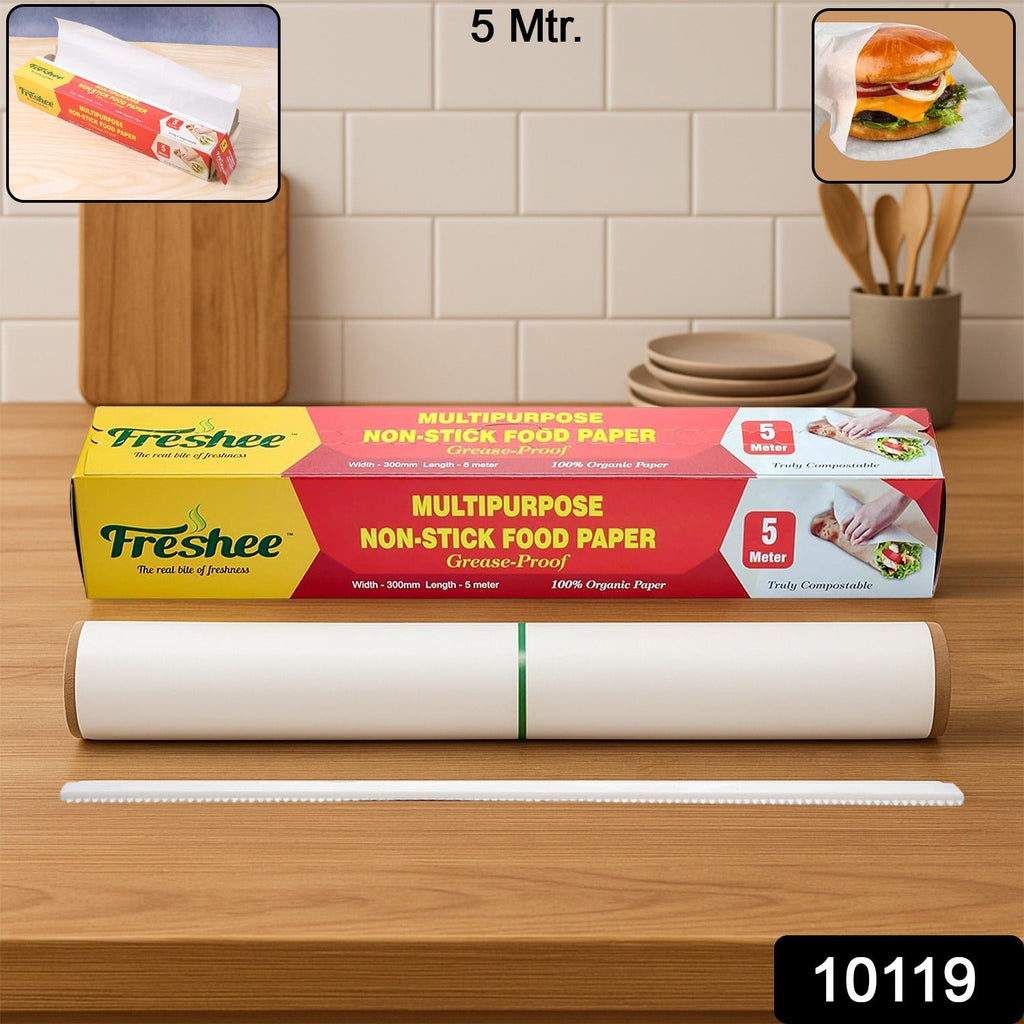 Sandwich wrapped in Freshee non-stick food paper demonstrating food wrapping use
