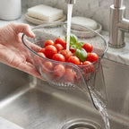 Front view of the kitchen sink strainer basket in use