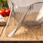 Top view of vegetable washing basket with water in it