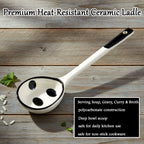Close-up of 17cm polycarbonate soup ladle bowl and handle