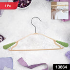 Close-up of the robust zinc-plated steel hook on the garment hanger.