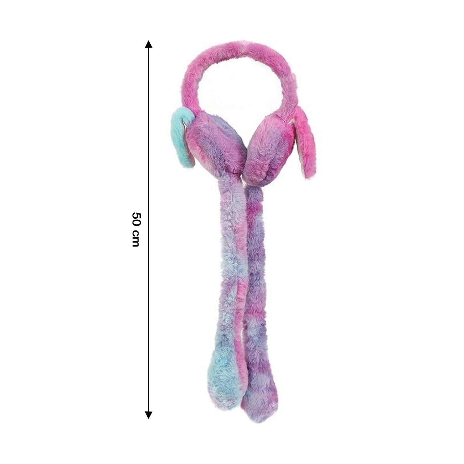 soft plush winter earmuffs for kids with hanging straps shown