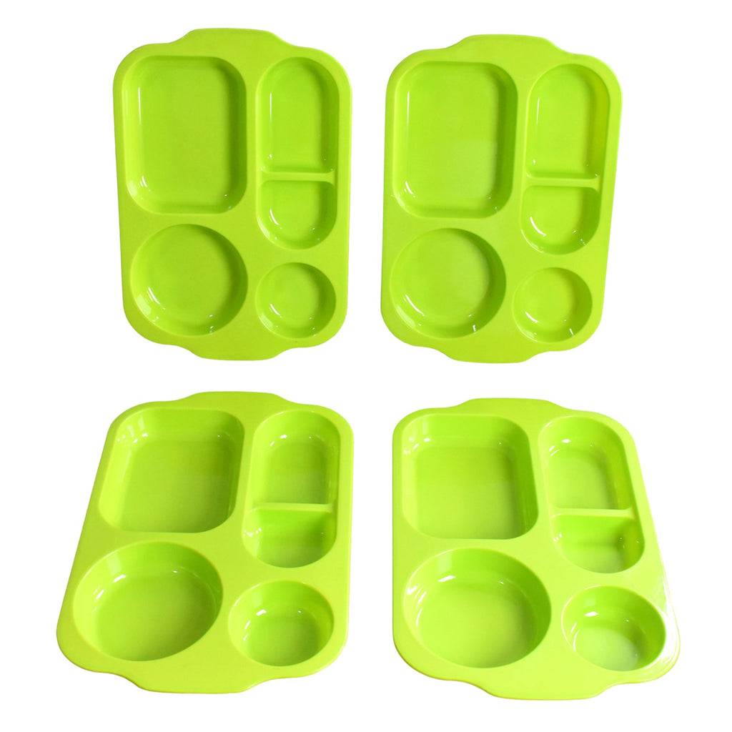 Unbreakable divided plates, ideal for both kids and adults.