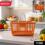 Square plastic storage basket packed for versatile organization