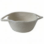 White background display of woven basket size guide