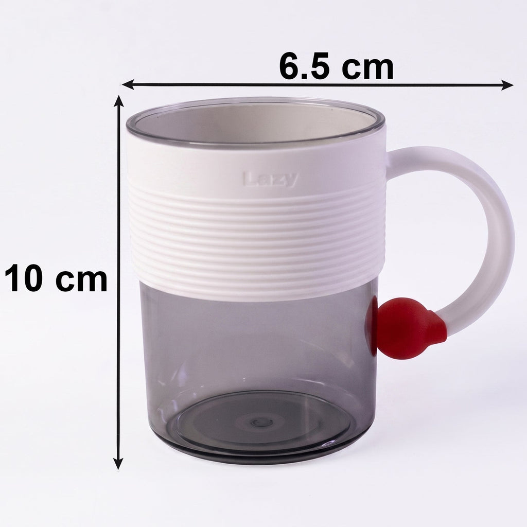 Detailed size guide for the transparent plastic coffee mug.