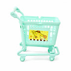 Shopping trolley toy in white background, perfect for miniature setups