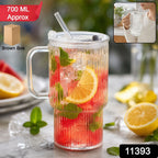Glass tumbler with straw pack in transparent design