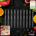 Pack of clear plastic fruit forks for snacks and desserts