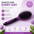 Two cushioned paddle hair brushes in packaging, suitable for all hair types