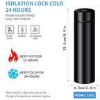Scale image showing dimensions of the smart vacuum insulated water bottle