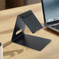 Metal universal mobile and tablet stand holder with anti-slip base on desk