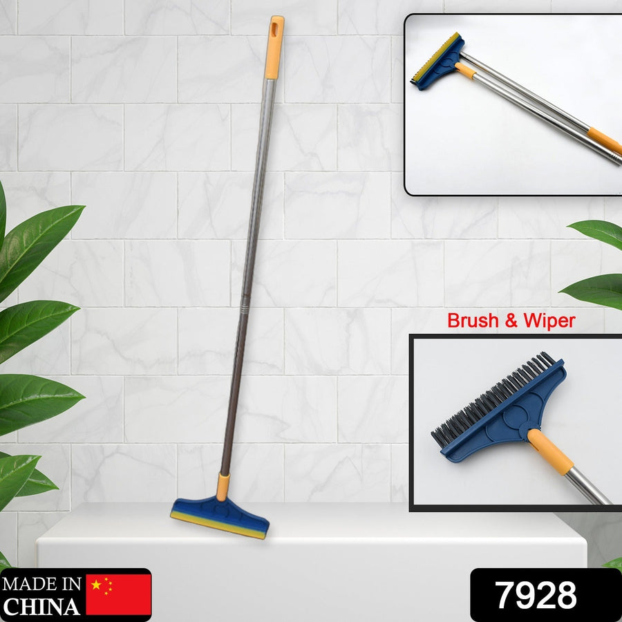 Floor Cleaning Brush – Long Handle 2-in-1 Wiper & Scrubber | Velvet Wipe