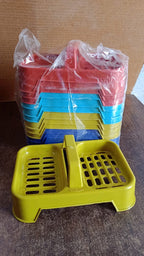 Image showing the dimensions of the plastic double soap dish stand.