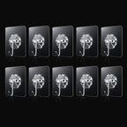 Transparent adhesive wall hooks 10pc set on white background
