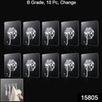 Pack of 10 transparent wall hooks arranged neatly