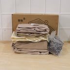 Folded car air mattress with packaging for storage