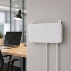 Wall mount WiFi router holder box with open sides for airflow