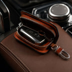 Smart remote holder zip clip with leather finish