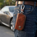 Car key snap hook being used to clip key holder