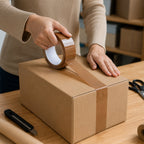 Cello tape being used for box packing and sealing