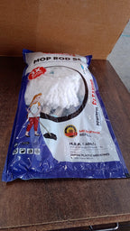 Packaged adjustable stainless steel mop rod with microfiber head set ready for assembly