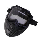 Black bike goggle face mask isolated on white background